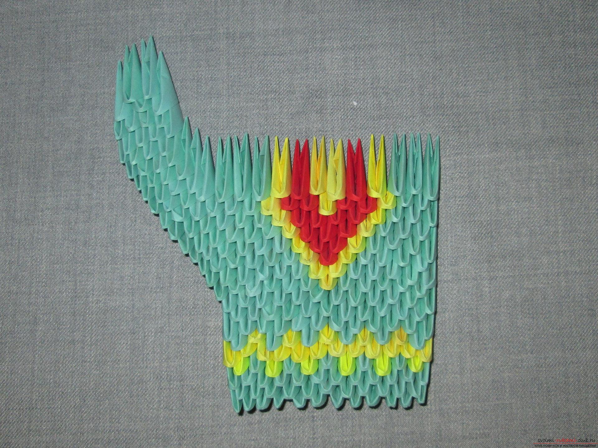 Мастер-класс оригами из модулей с пошаговой инструкцией изготовления варежки.. Фото №6